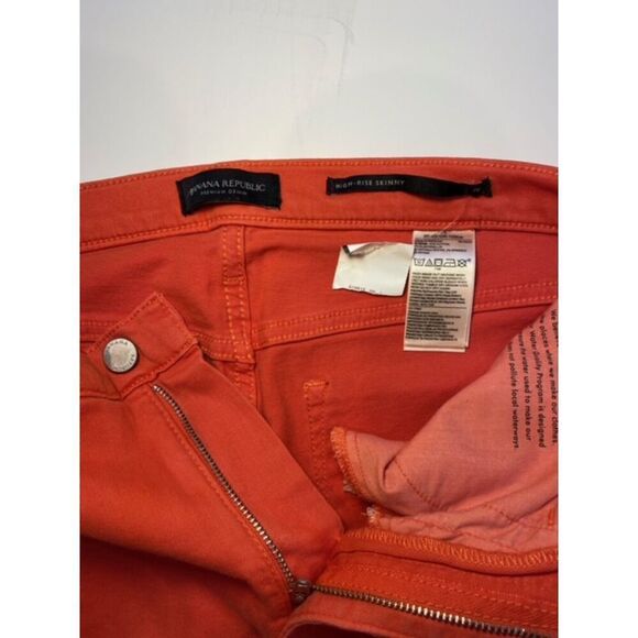 NEW Banana Republic High Rise Skinny Jeans Bright Tangerine Coral Size 28 NWT - Picture 6 of 9